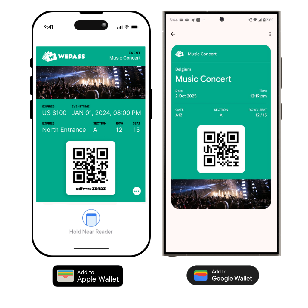 Digital Event Ticket for Apple and Google Wallet